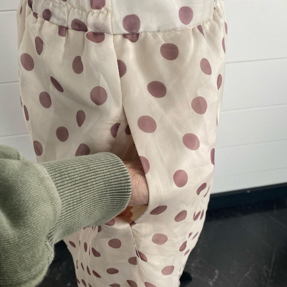 Melloday Polka Dot Midi Skirt Cream Brown Size X-Large with Pockets - Picture 7 of 12